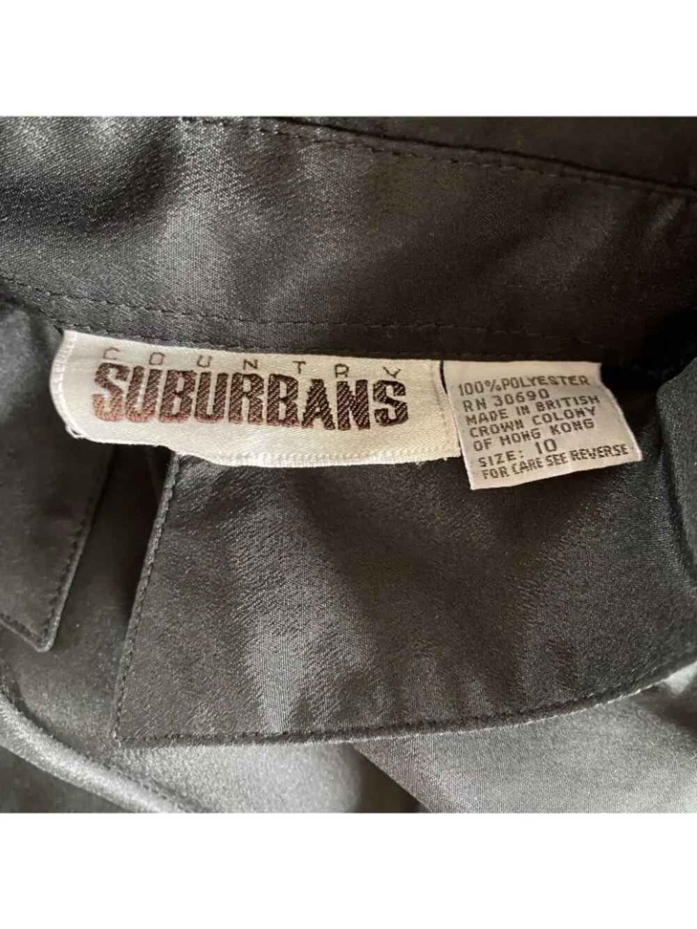 Country Suburbans Womens 10 Black Blouse Buttonup Collar Long Sleeve